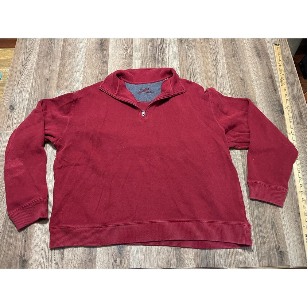 Paradise Collection Sweater, Men's Size XXL, Red, Pullover, Long Sleeve, 1/4 Zip